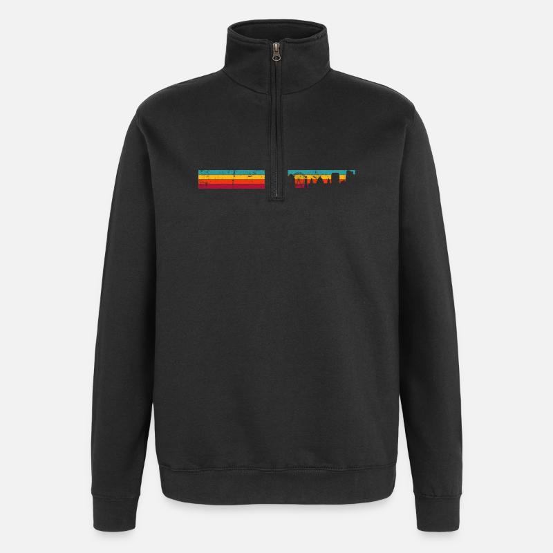 Rainbow Skyline Silhouette - Quarter-Zip Sweatshirt - black
