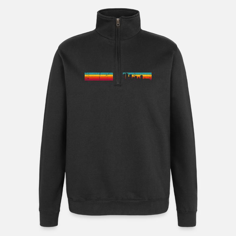 Sunset City Silhouette Gradient - Quarter-Zip Sweatshirt - black