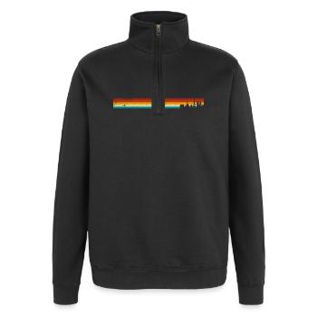 skyline Paris vintage - Quarter-Zip-Sweatshirt - Schwarz - Vorne - AI Model Female 172 light (172cm) & AI Model Male 178 dark (178cm)