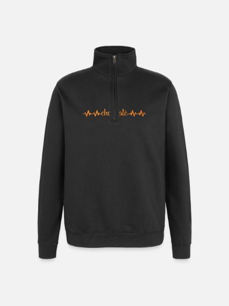 Heartbeat Chocolate Pattern - Quarter-Zip Sweatshirt - black