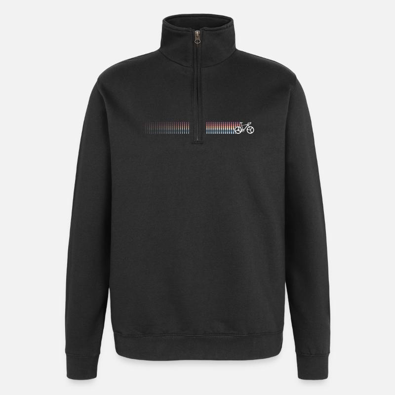 Rainbow Gradient Bicycle Silhouette - Quarter-Zip Sweatshirt - black