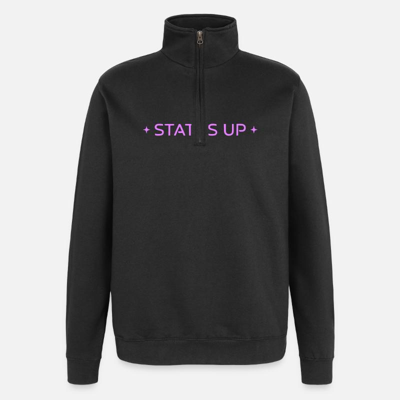 Status Up Level Up Gaming Text Vector - Quarter-Zip Sweatshirt - black
