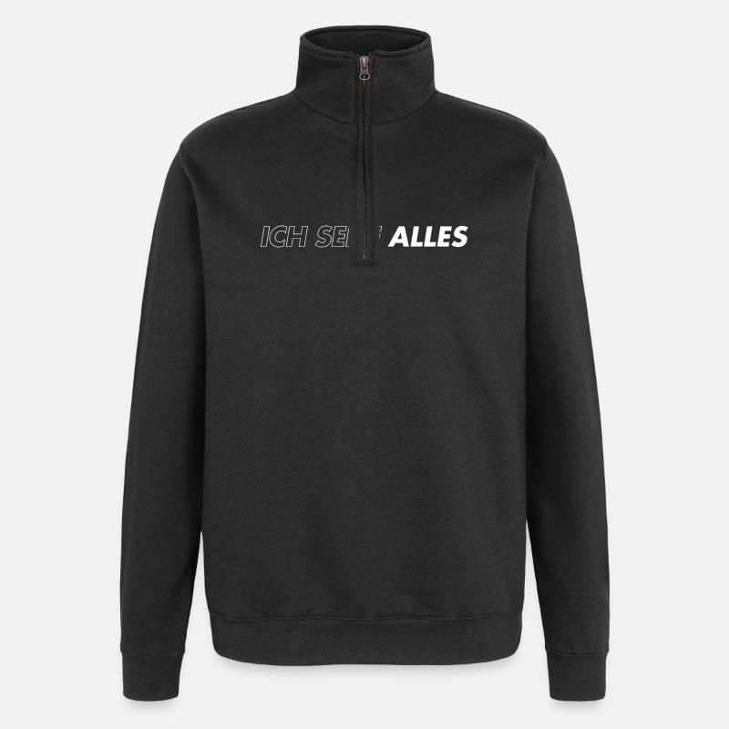 Ich Sehe Alles - Quarter-Zip-Sweatshirt - Schwarz