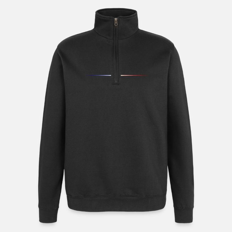 drapeau français - Sweat à zip 1/4 - noir