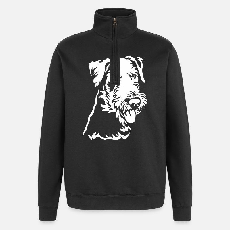 Airedale Terrier Kopf "Black Edition" - Quarter-Zip-Sweatshirt - Schwarz