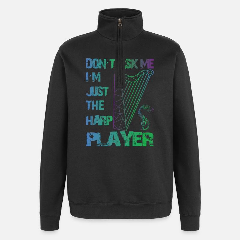Harfen Spieler - Quarter-Zip-Sweatshirt - Schwarz