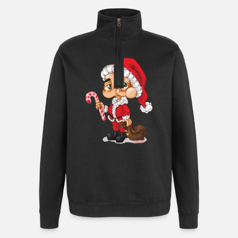 Weihnachtsmann Nikolaus Santa - Quarter-Zip-Sweatshirt - Schwarz