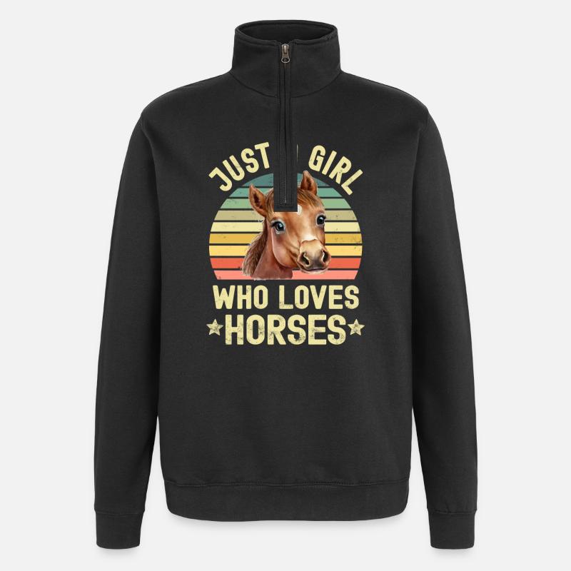 Pferd Pferde - Quarter-Zip-Sweatshirt - Schwarz