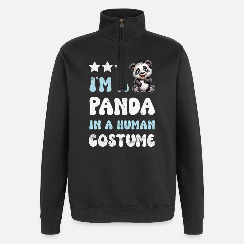 Panda Panda Ours - Sweat à zip 1/4 - noir