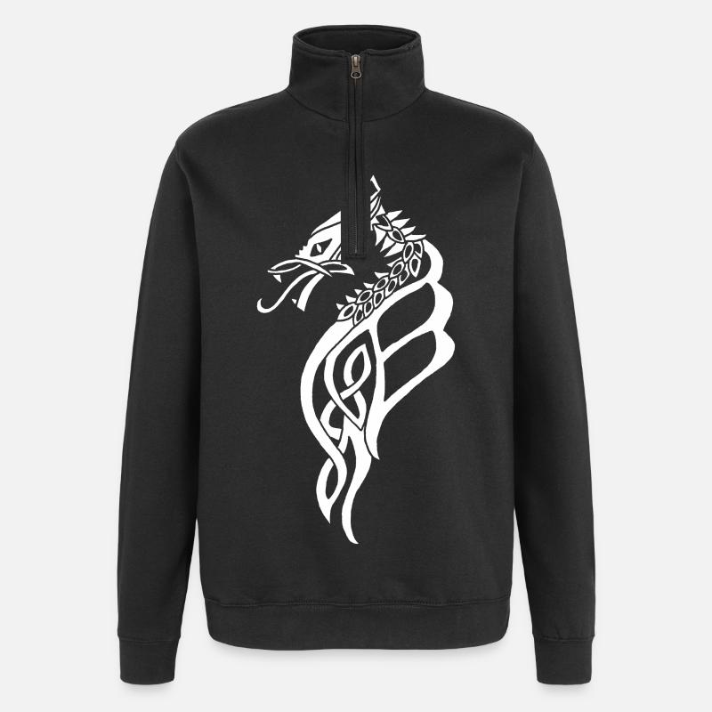 Great White Celtic Dragon - Quarter-Zip Sweatshirt - black