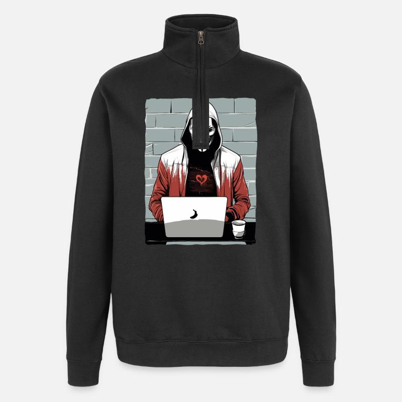 Anonymous Hacker - Quarter-Zip Sweatshirt - black