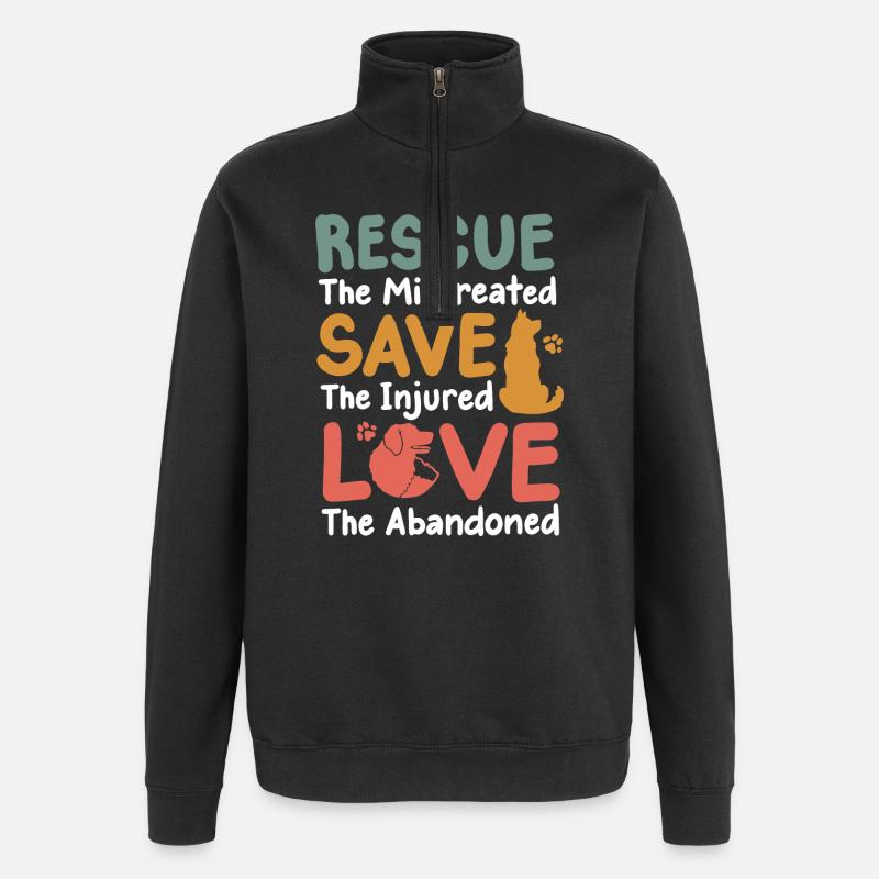 Hunde Rettung Adoptieren - Quarter-Zip-Sweatshirt - Schwarz
