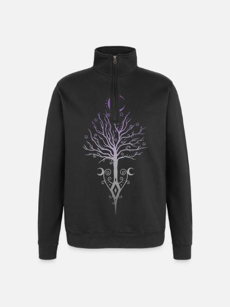 Occult Moon Tree Dark Autumn - Quarter-Zip Sweatshirt - black