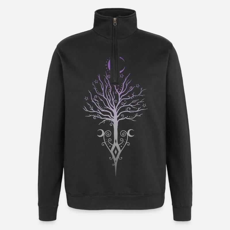 Arbre de lune occulte automne sombre - Sweat à zip 1/4 - noir