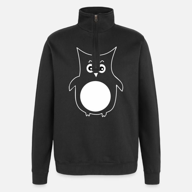 white owl bird white - Quarter-Zip Sweatshirt - black