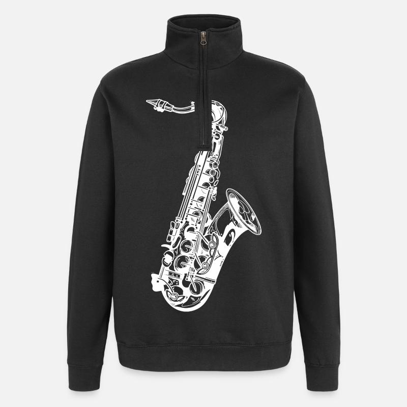 Saxophon Skizze - Quarter-Zip-Sweatshirt - Schwarz