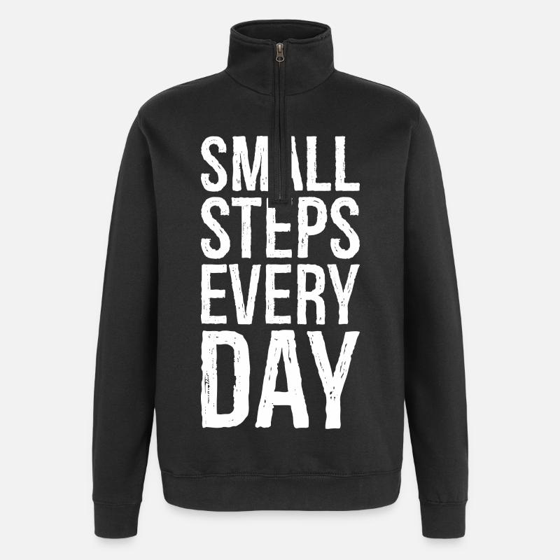 small steps every day - Quarter-Zip-Sweatshirt - Schwarz