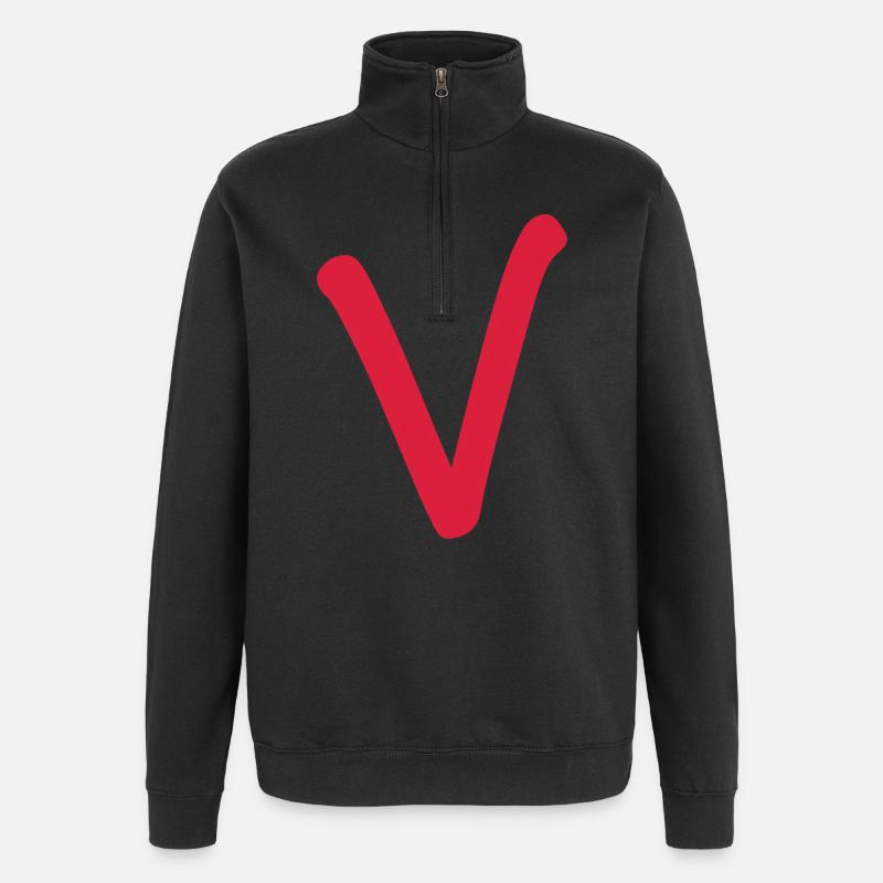 V - einfach nur V - Quarter-Zip-Sweatshirt - Schwarz