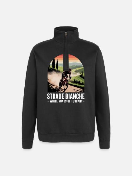 Strade Bianche Art Cyclisme Toscane - Sweat à zip 1/4 - noir
