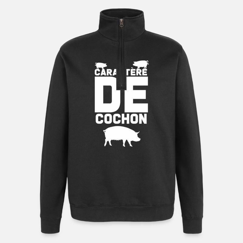 Humour Terroir Charcutier Cochon - Sweat à zip 1/4 - noir
