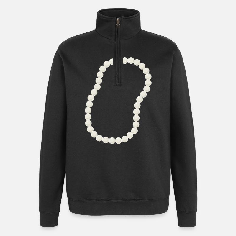 Elegantes Perlenketten-Design - Quarter-Zip-Sweatshirt - Schwarz
