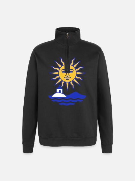 Greece Sun: Sun, Water, Chapel - Quarter-Zip Sweatshirt - black