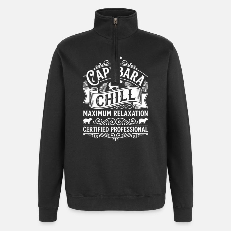 Capybara Chill Ornament - Quarter-Zip-Sweatshirt - Schwarz