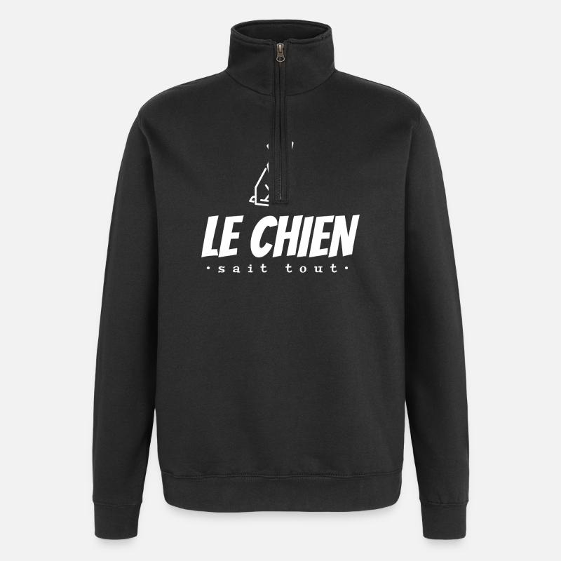 Le chien sait tout - Sweat à zip 1/4 - noir