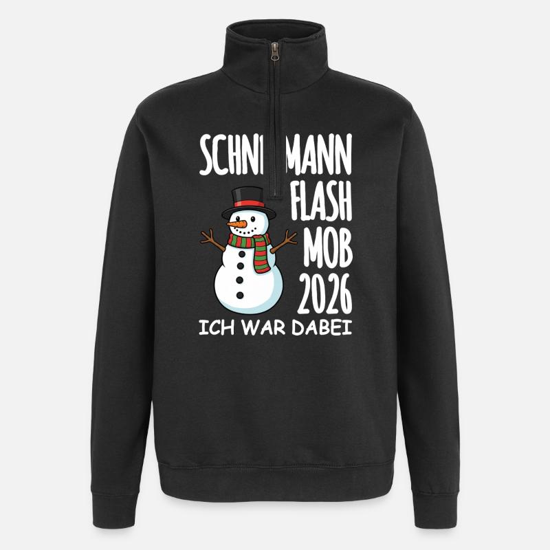 Schneemann Flashmob - Quarter-Zip-Sweatshirt - Schwarz