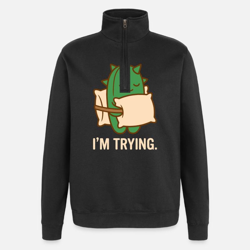 Piquante mais difficile - Sweat à zip 1/4 - noir