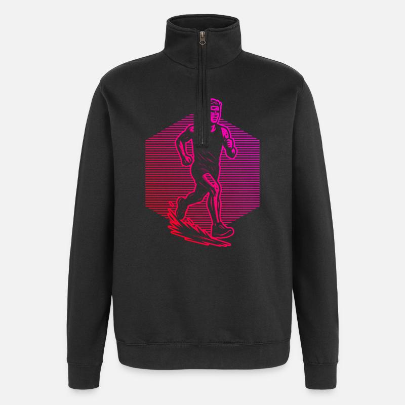 Running illustration for race - Quarter-Zip Sweatshirt - black