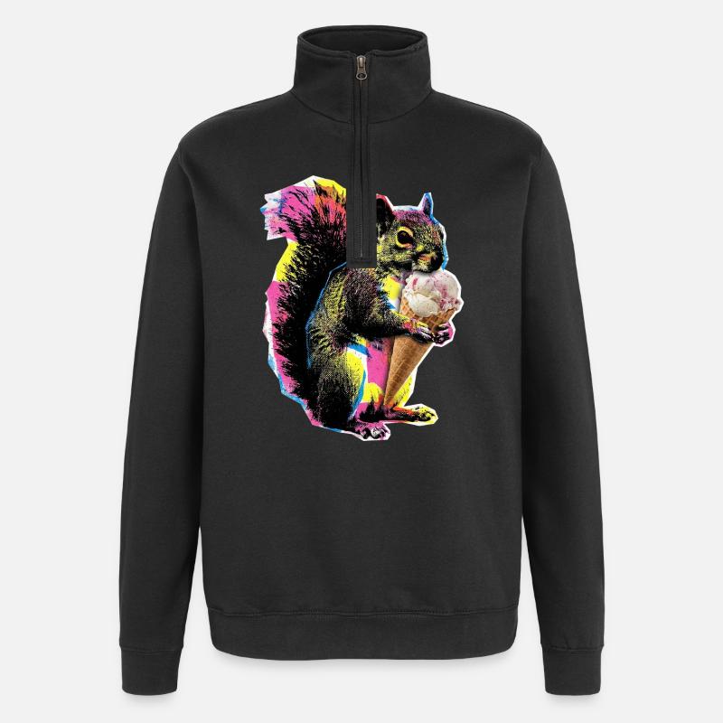 Eichhörnchen Eis - Quarter-Zip Sweatshirt - black