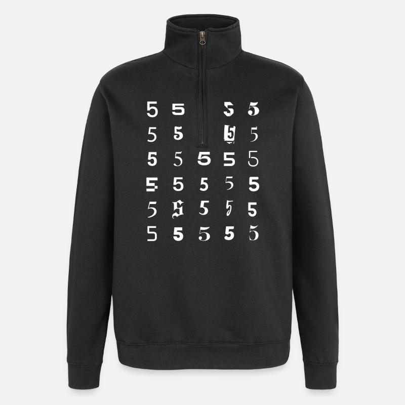 Rastermuster Nummer Fünf - Quarter-Zip-Sweatshirt - Schwarz