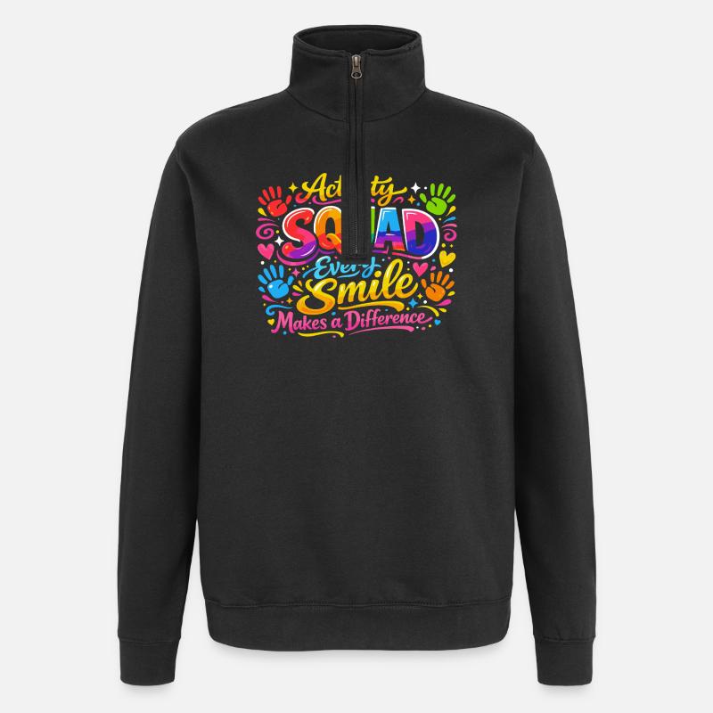 Animation team: Every smile counts - Quarter-Zip Sweatshirt - black