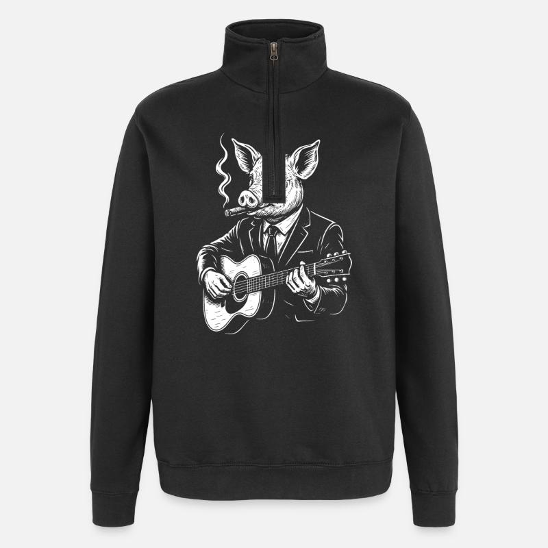 Guitariste Jazz Pig - Sweat à zip 1/4 - noir