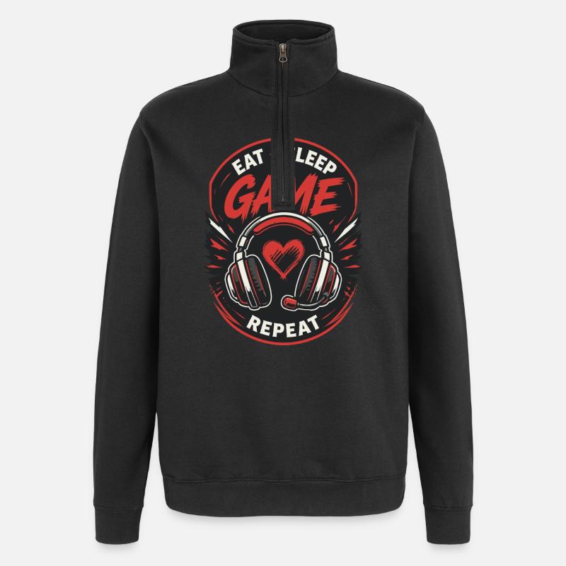 Gaming Lover Controller Design - Quarter-Zip Sweatshirt - black