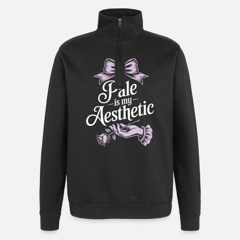 Rose Bow Esthétique Pâle - Sweat à zip 1/4 - noir
