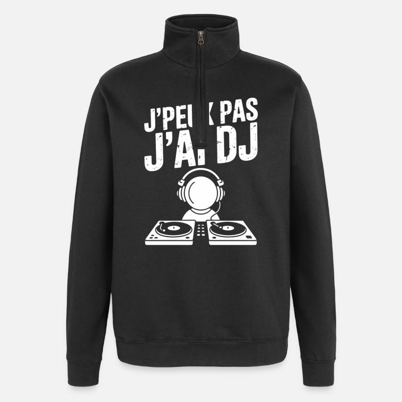 JE_PEUX_PAS_J-AI_DJ - Sweat à zip 1/4 - noir