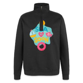 Mer Bientôt - Sweat à zip 1/4 - noir - Devant - AI Model Female 172 light (172cm) & AI Model Male 178 dark (178cm)
