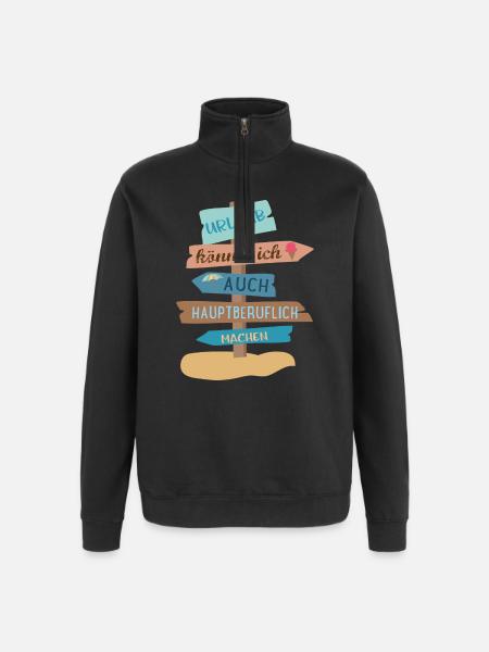 Urlaub - Quarter-Zip-Sweatshirt - Schwarz