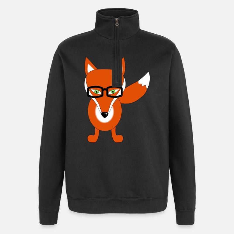 fuchs mit brille - Quarter-Zip-Sweatshirt - Schwarz