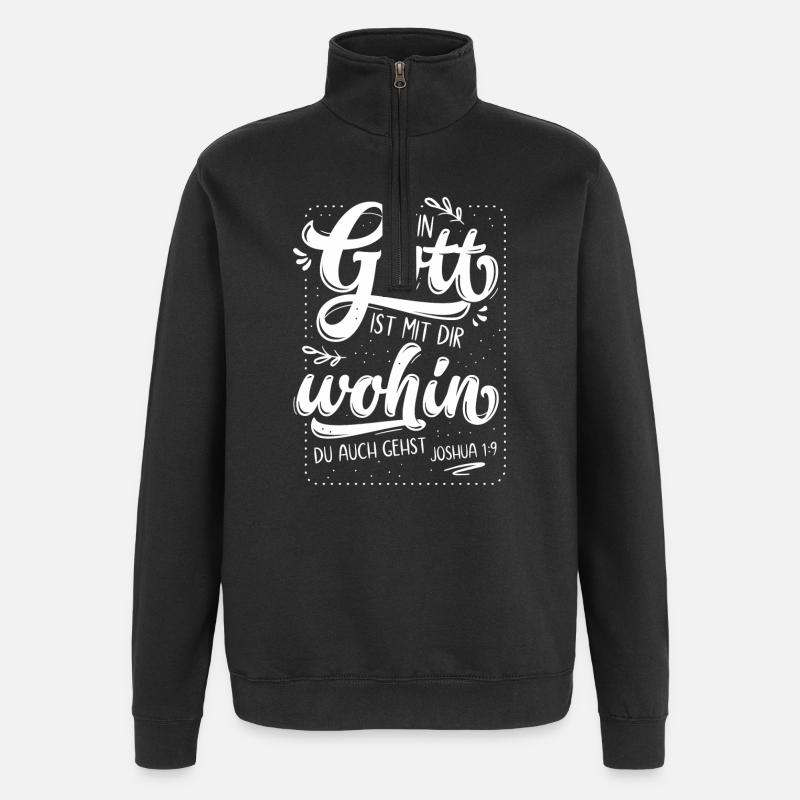 Dein Gott Ist Mit Dir - Quarter-Zip-Sweatshirt - Schwarz