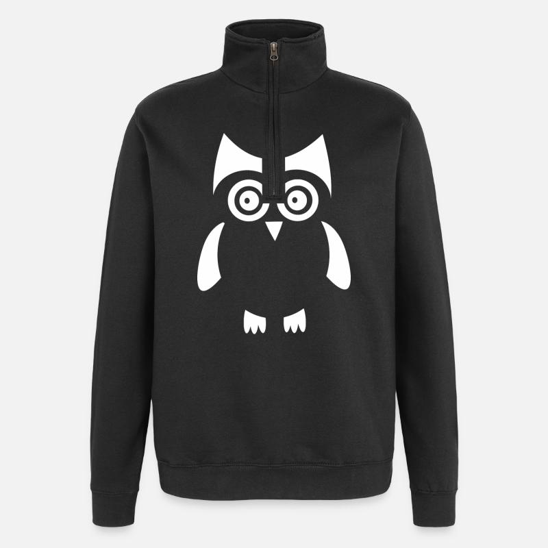 weiße Eule Vogel weiß - Quarter-Zip-Sweatshirt - Schwarz