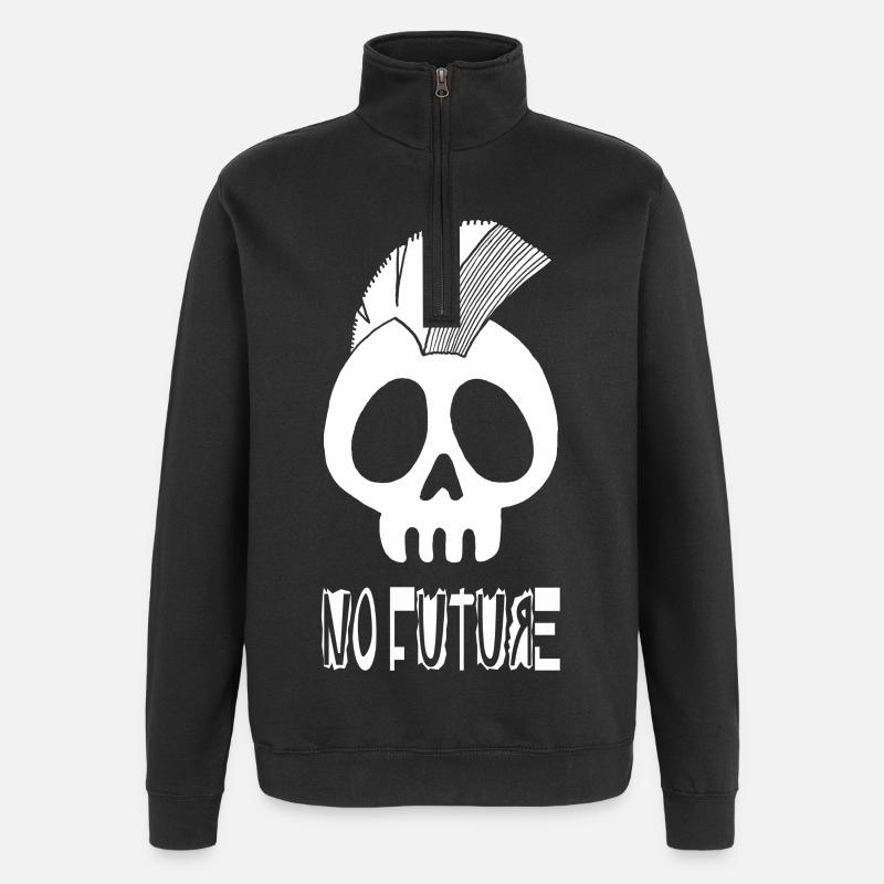White punk skull - Quarter-Zip Sweatshirt - black