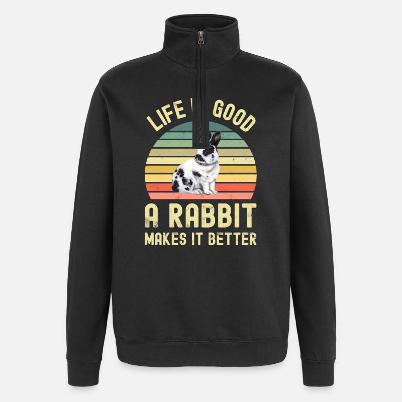 Rabbit Rabbit - Quarter-Zip Sweatshirt - black