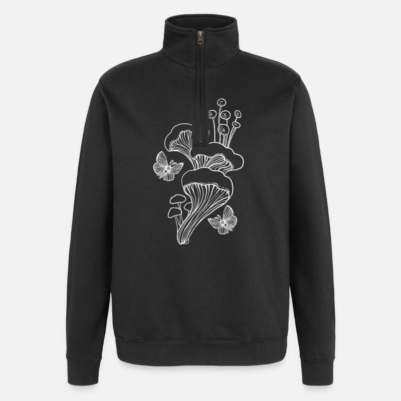 Pilzlinienkunst - Quarter-Zip-Sweatshirt - Schwarz