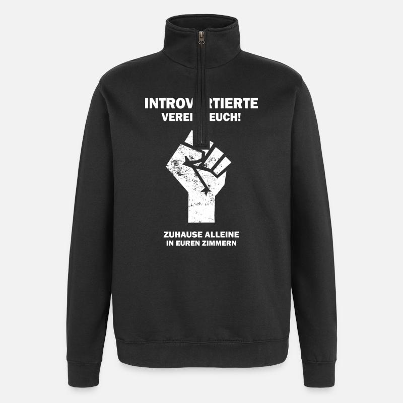 Introvertierte vereint euch - Quarter-Zip-Sweatshirt - Schwarz
