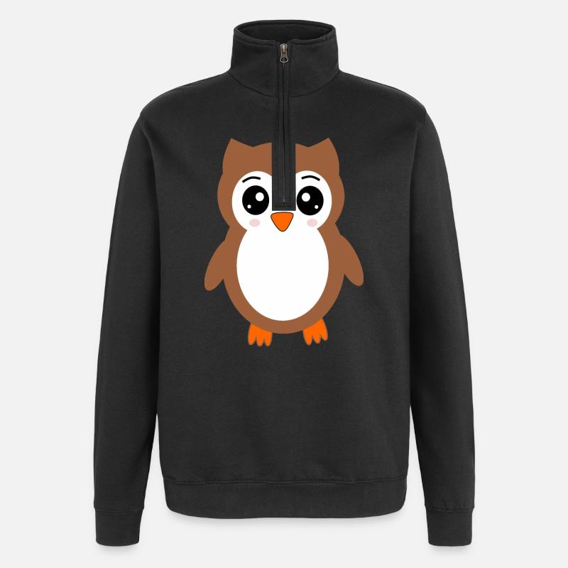 braune Eule Vogel Vogelschutz - Quarter-Zip-Sweatshirt - Schwarz