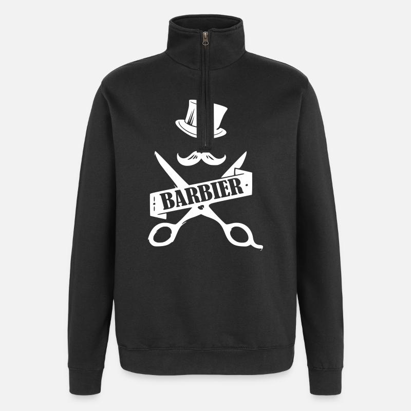 barber barbier shirt - Quarter-Zip-Sweatshirt - Schwarz