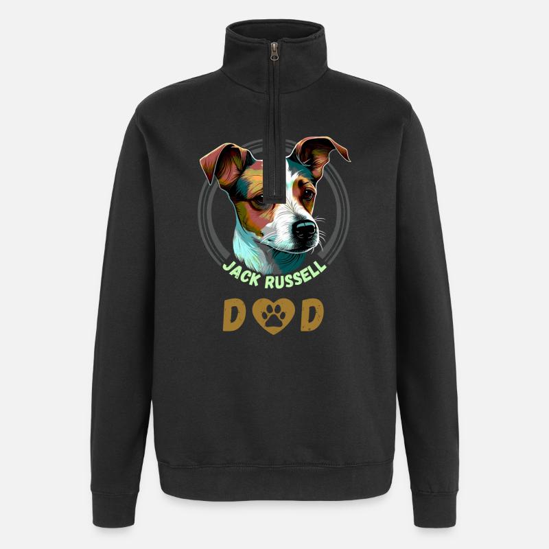 Jack Russell Dad - Sweat à zip 1/4 - noir